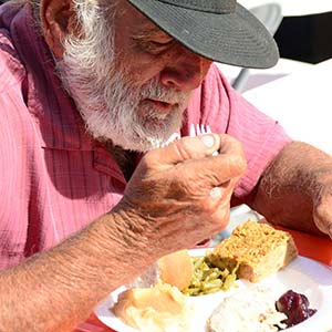 Man eating his dinner